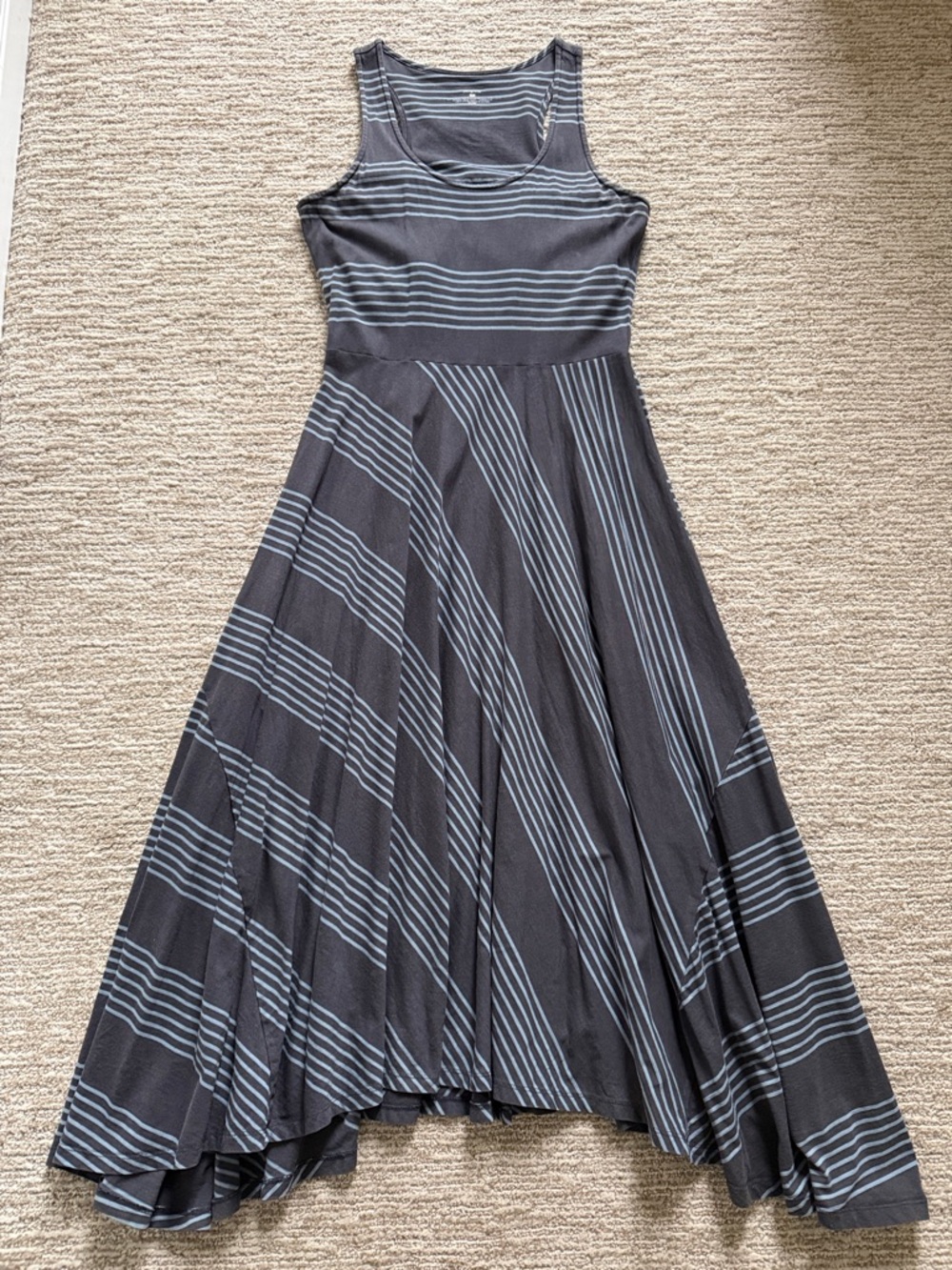 Patagonia Racerback Maxi Dress Gray/Blu Striped Size M